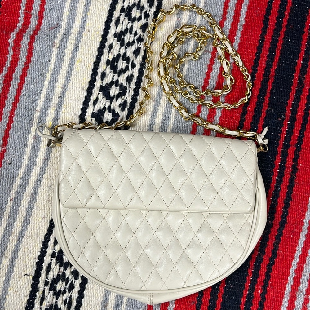 Arnold Churgin White Quilted Cross Body Bag